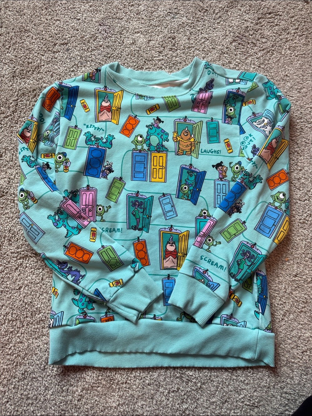 Little Sleepies Mint Aqua Monsters Print Sweatshirt